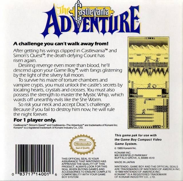 Castlevania: The Adventure - Nintendo Game Boy (Konami - 1) video game collectible - Main Image 2