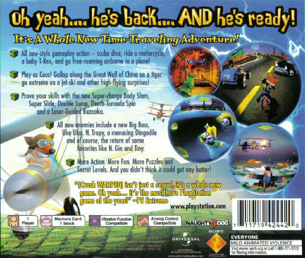 Crash Bandicoot 3 Warped - Sony PlayStation video game collectible - Main Image 2