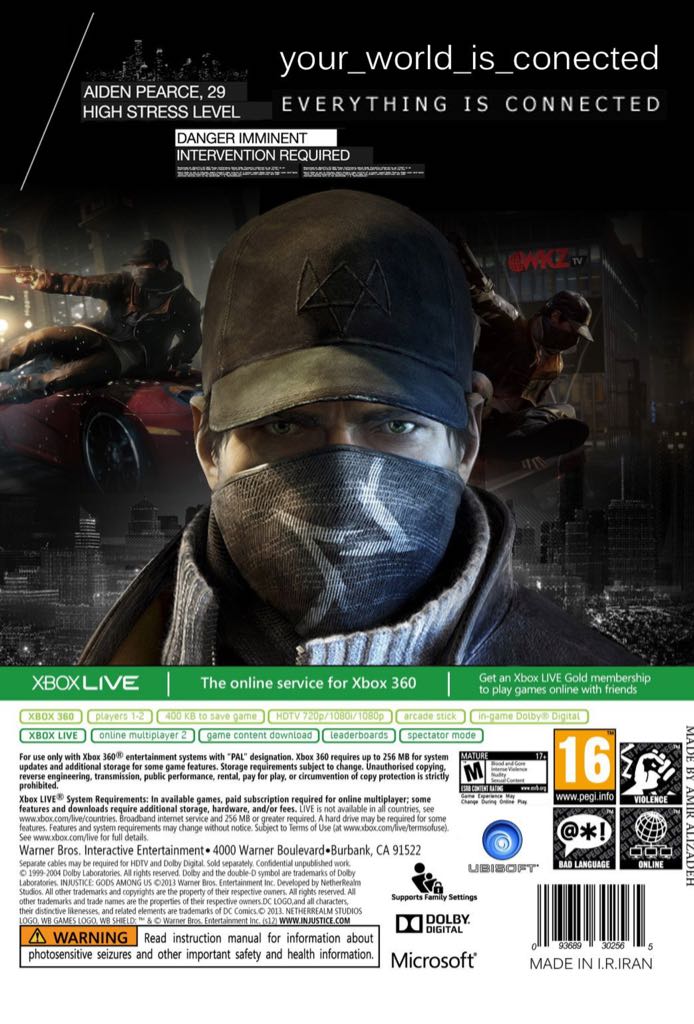 Watch Dogs - Microsoft Xbox Live Arcade (XBLA) (Ubisoft - 1) video game collectible [Barcode 008888528401] - Main Image 2