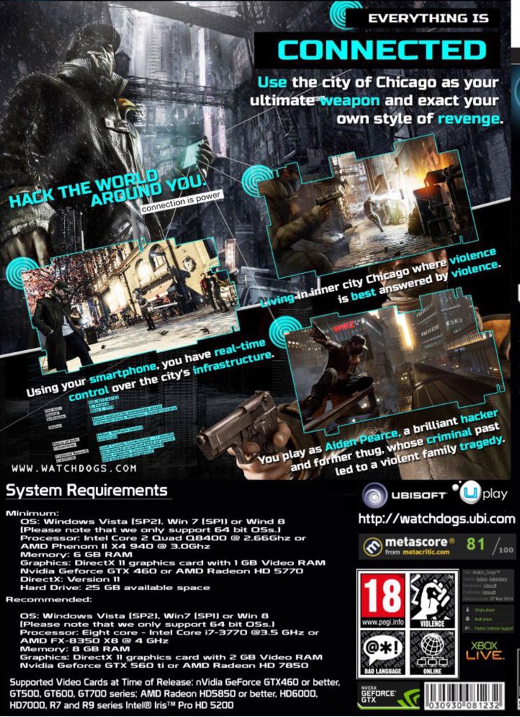 Watch Dogs - PC (Ubisoft, Inc. - 1) video game collectible [Barcode 3307215710814] - Main Image 2