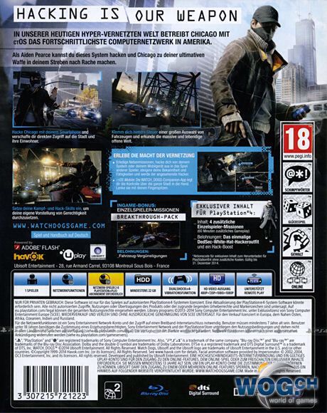 Watch Dogs - Sony PlayStation 4 (PS4) (Havok - 1) video game collectible [Barcode 3307215732953] - Main Image 2