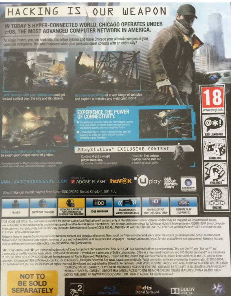 Watch Dogs - Sony PlayStation 4 (PS4) video game collectible - Main Image 2