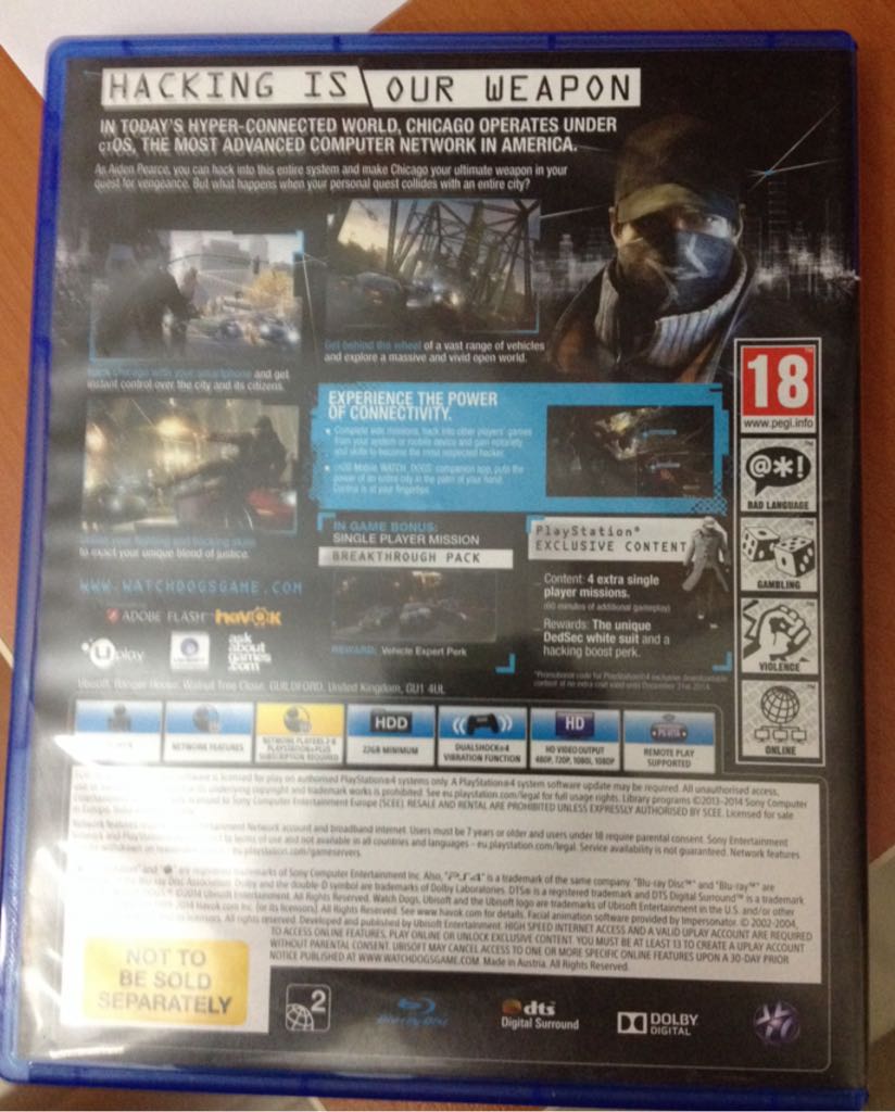 Watch Dogs - Sony PlayStation 4 (PS4) (Ubisoft Montreal - 1) video game collectible - Main Image 2