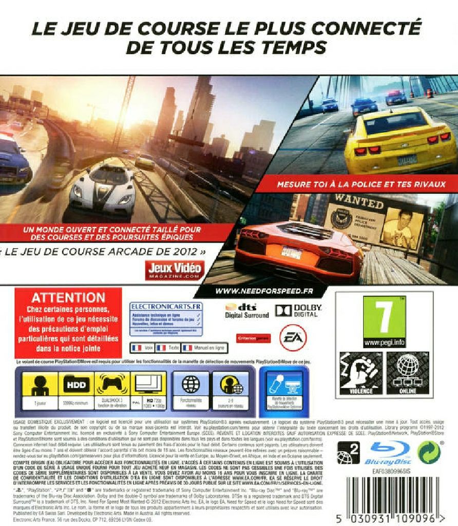 Need for Speed: Most Wanted - Sony PlayStation 3 (PS3) (1) video game collectible [Barcode 5030945109099] - Main Image 2
