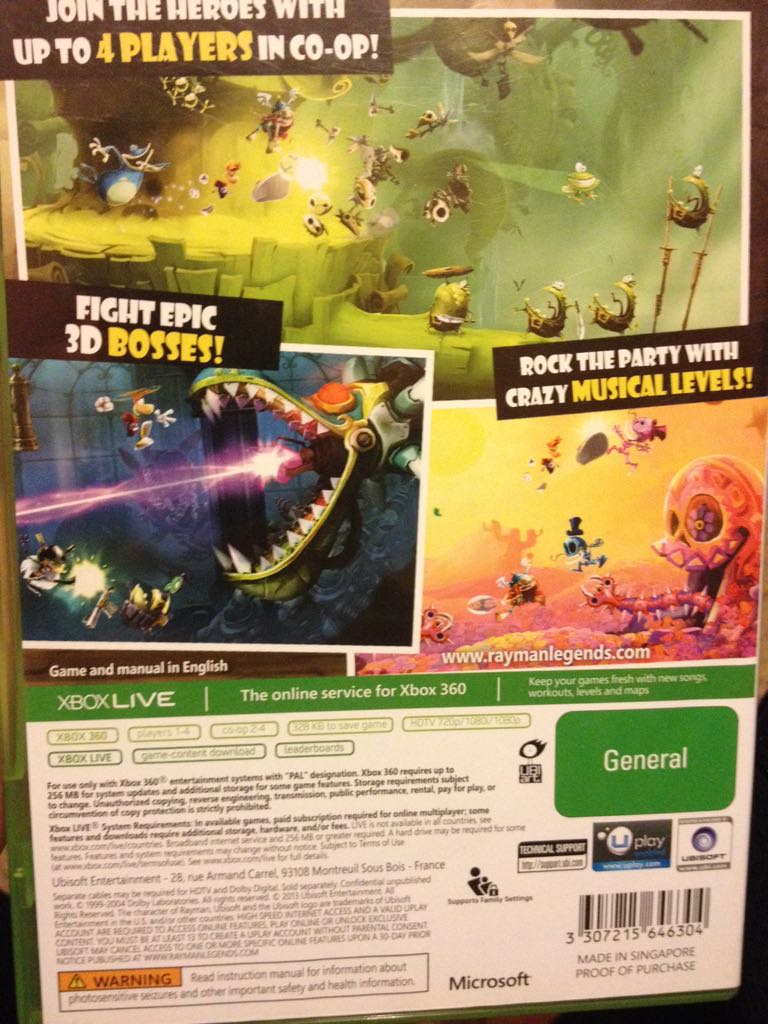 Rayman Legends - Microsoft Xbox 360 (Ubisoft - 1-4) video game collectible [Barcode 3307215646304] - Main Image 2
