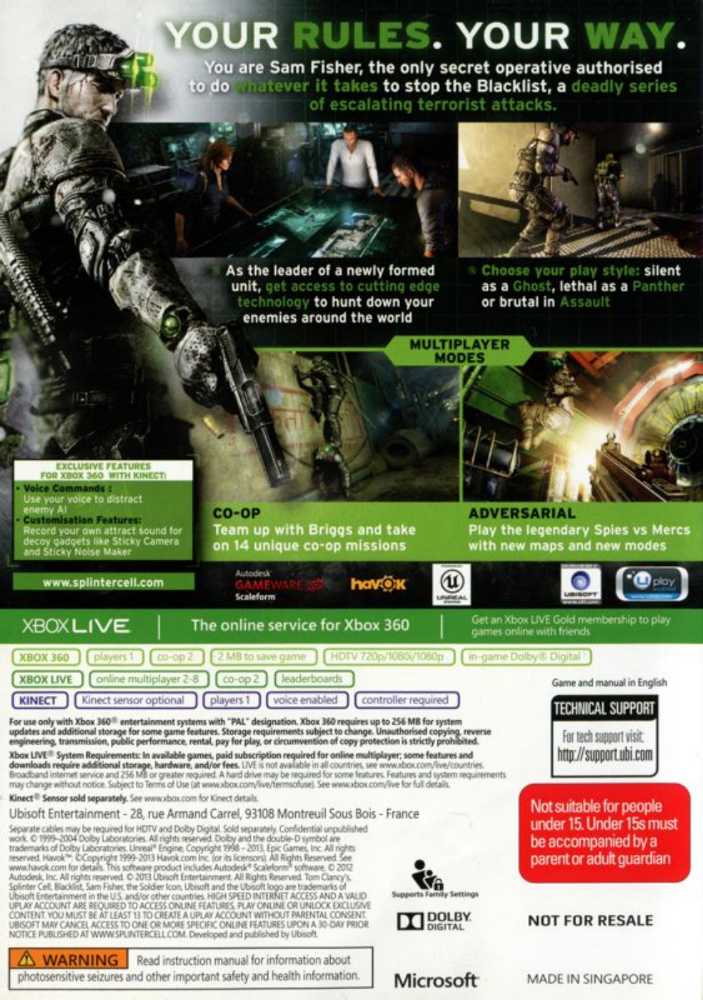 Splinter Cell Blacklist - Microsoft Xbox 360 (Ubisoft - 1) video game collectible - Main Image 2