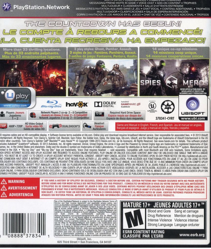 Tom Clancy’s Splinter Cell: Blacklist - Sony PlayStation 3 (PS3) (Ubisoft - 2) video game collectible [Barcode 3307215651704] - Main Image 2