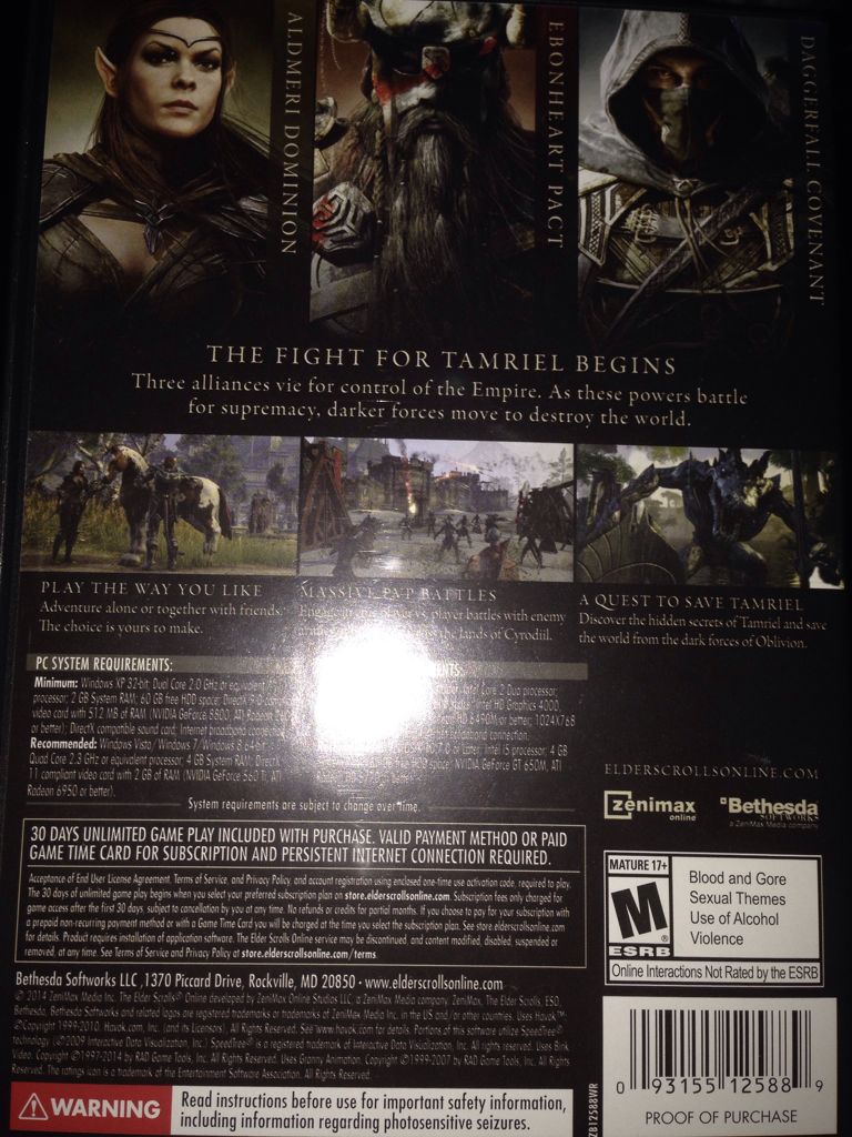 The Elder Scrolls Online - PC (ZeniMax) video game collectible [Barcode 093155125889] - Main Image 2