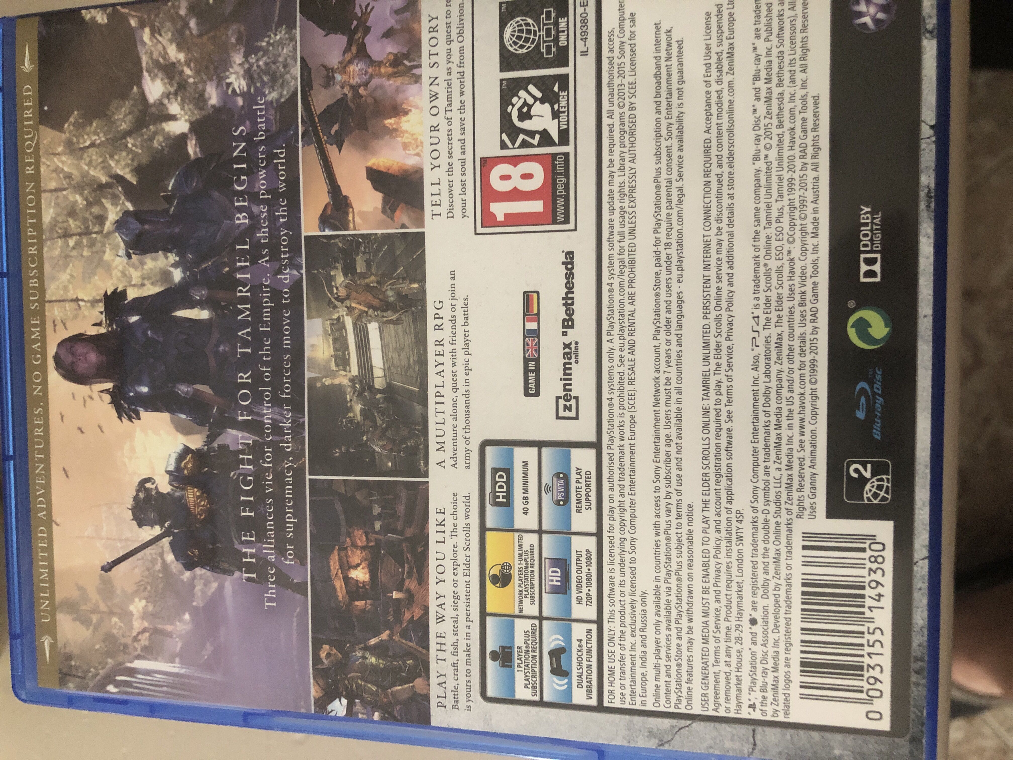 The Elder Scrolls Online - Sony PlayStation 4 (PS4) (Bethesda Softworks, ZeniMax Media - 1-99) video game collectible [Barcode 093155149380] - Main Image 3