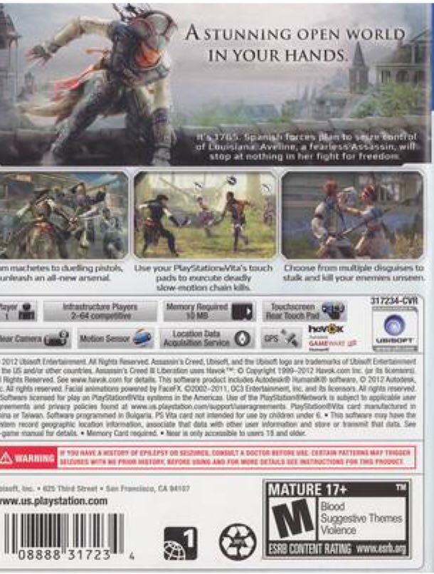 Assassins Creed Liberation - Sony PlayStation Vita (PS Vita) video game collectible - Main Image 2
