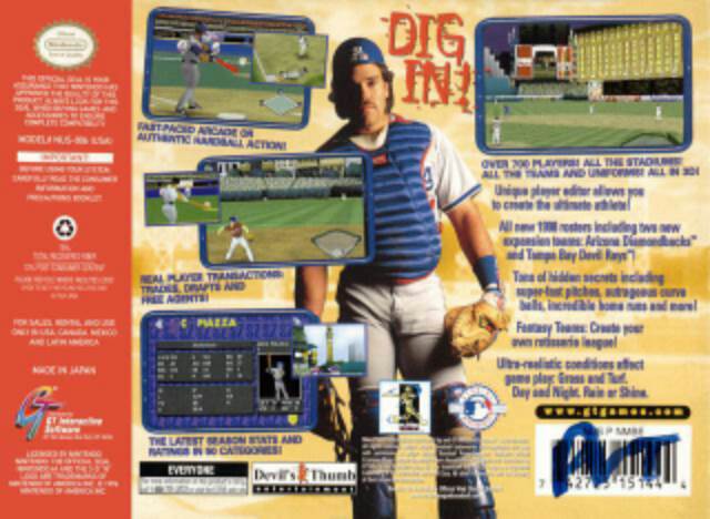 Mike Piazza’s Strike Zone - Nintendo 64 (N64) (GT Interactive Software - 1-2) video game collectible [Barcode 742725151444] - Main Image 2