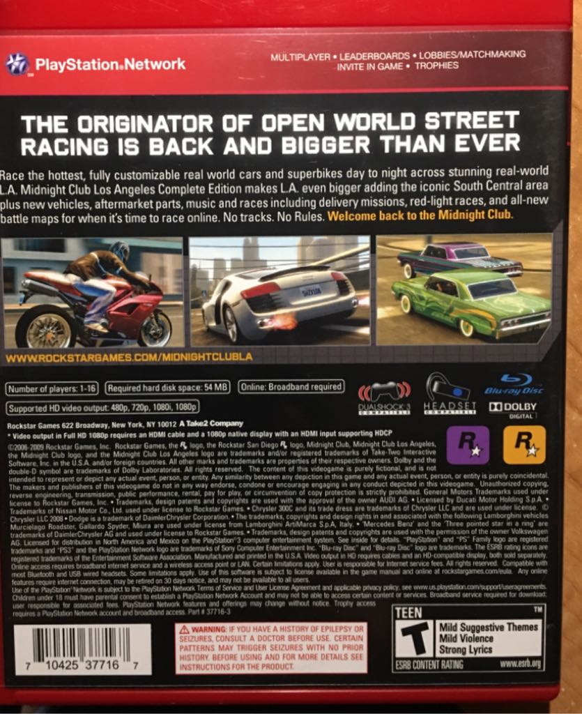 Midnight Club Los Angeles Complete Edition - Sony PlayStation 3 (PS3) video game collectible [Barcode 5026555402910] - Main Image 2