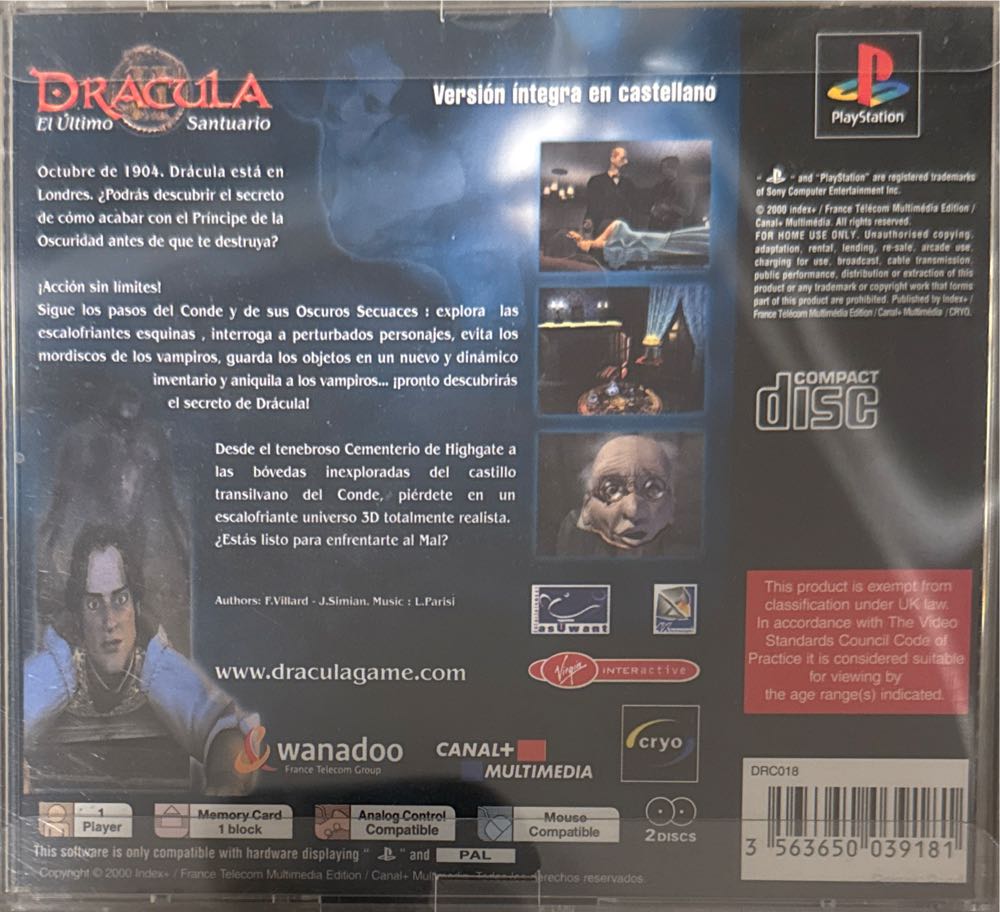 Drácula 2: El Último Santuario - Sony PlayStation (1) video game collectible [Barcode 3563650039181] - Main Image 2