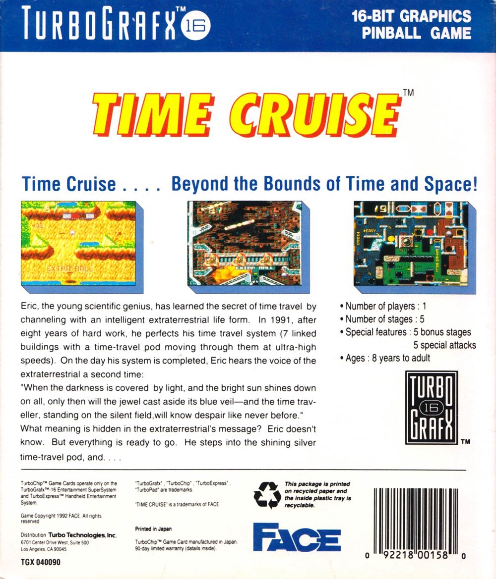 Time Cruise - NEC TurboGrafx-16 (Turbo Technologies Inc) video game collectible - Main Image 2