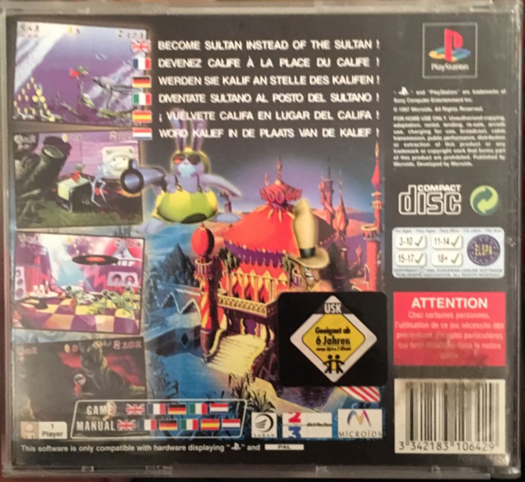 Iznogoud - Sony PlayStation (Microids - 1) video game collectible [Barcode 3342183106429] - Main Image 2