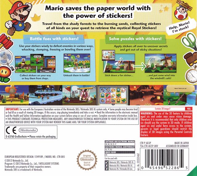 Paper Mario Sticker Star - Nintendo 3DS (Nintendo - 1) video game collectible [Barcode 045496522902] - Main Image 2