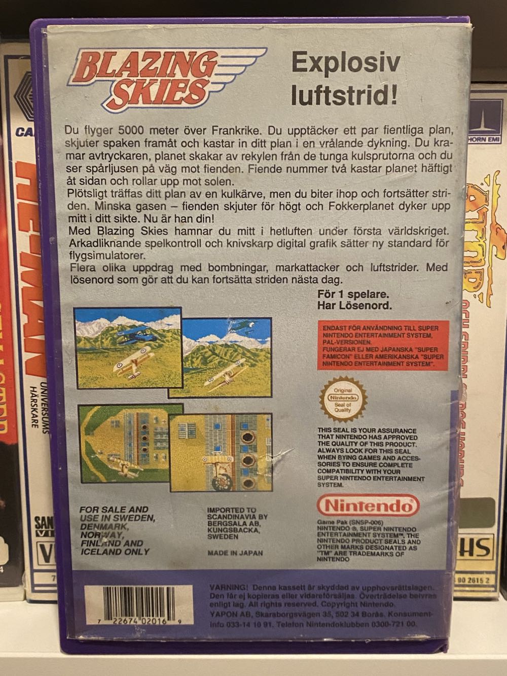 Blazing Skies - Nintendo Super Nintendo Entertainment System (SNES) (Namco - 1) video game collectible [Barcode 722674020169] - Main Image 3