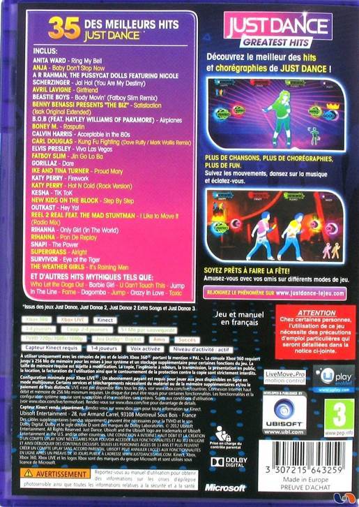 Just Dance: Greatest Hits - Microsoft Xbox 360 (Boite Et Notice - 4) video game collectible [Barcode 008888527275] - Main Image 2