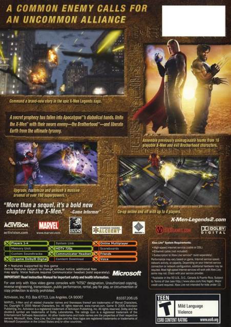 X-men Legends II - Microsoft Xbox (Activision Blizzard - 4) video game collectible [Barcode 047875812451] - Main Image 2