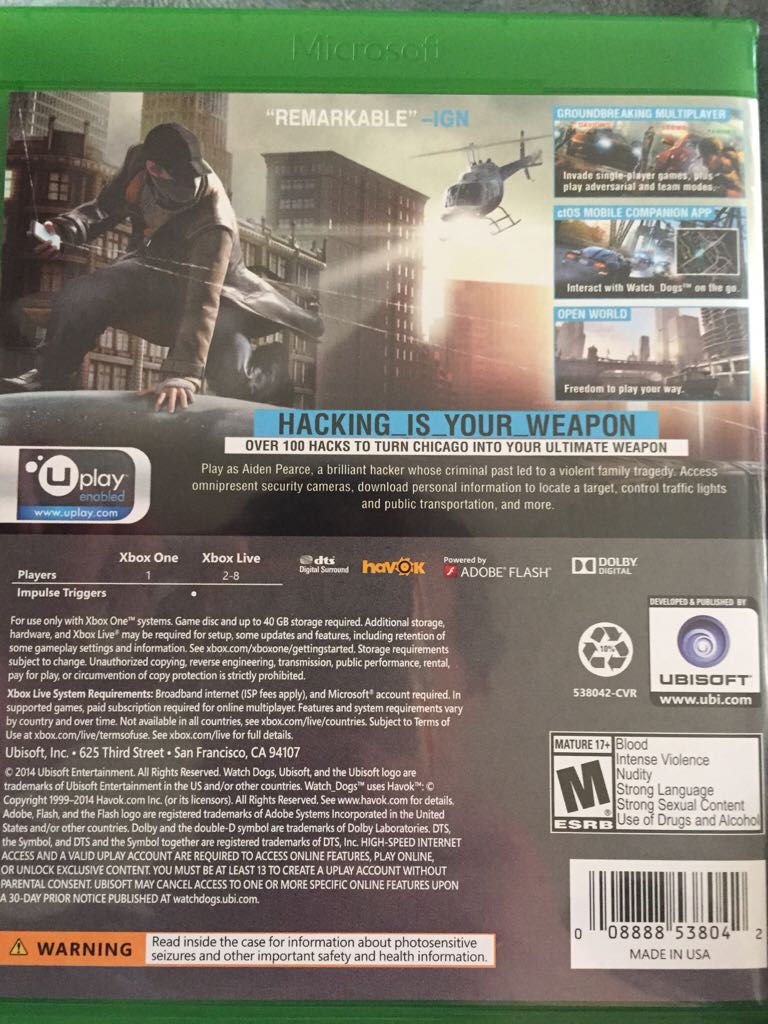 Watchdogs - Microsoft Xbox One video game collectible - Main Image 2