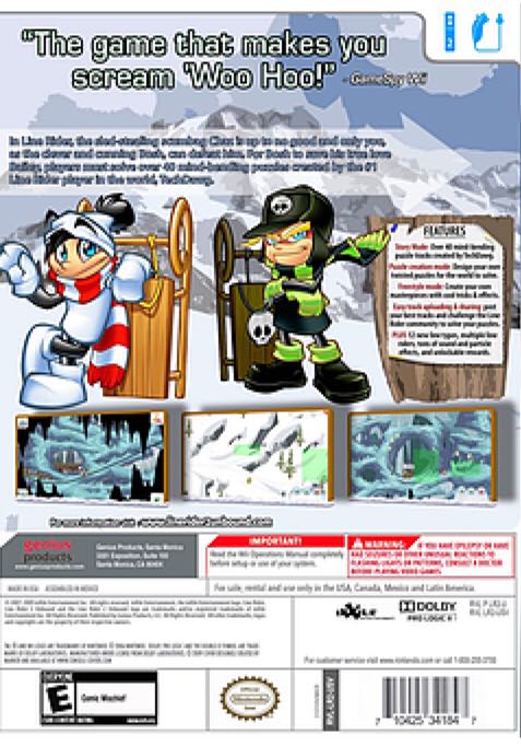 Line Rider 2: Unbound - Nintendo Wii (Genius Production - 1) video game collectible [Barcode 796019813013] - Main Image 2