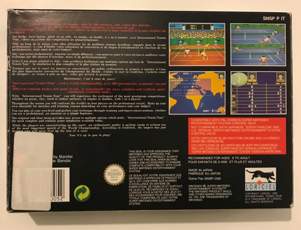 International Tennis Tour - Nintendo Super Nintendo Entertainment System (SNES) video game collectible - Main Image 2