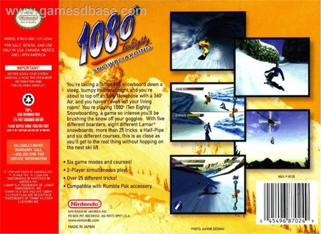 1080° Snowboarding - Nintendo 64 (N64) (Nintendo - 1-2) video game collectible [Barcode 4902370503432] - Main Image 2
