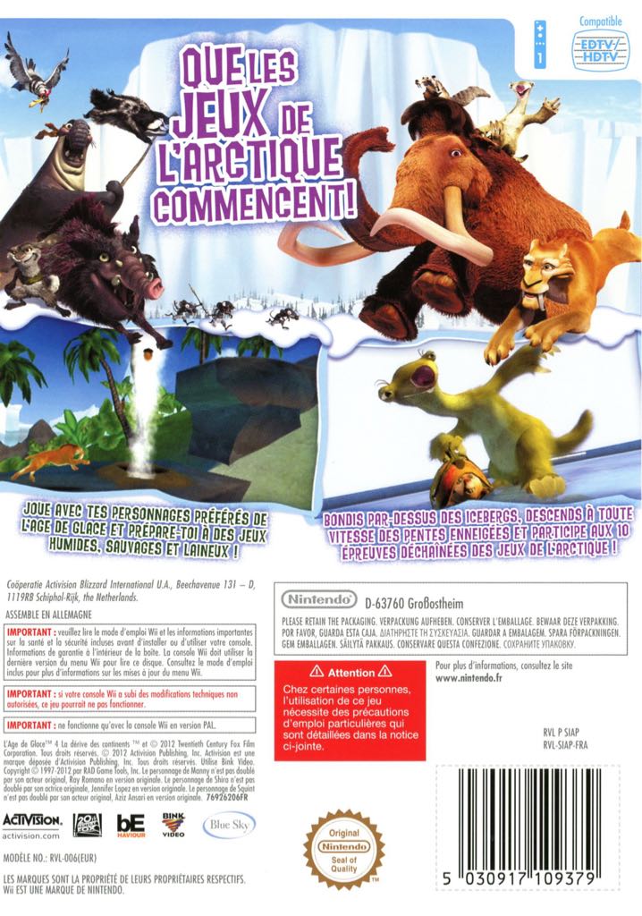 Ice Age: Continental Drift — Arctic Games - Nintendo Wii (Activision/20th Century Games) video game collectible - Main Image 2