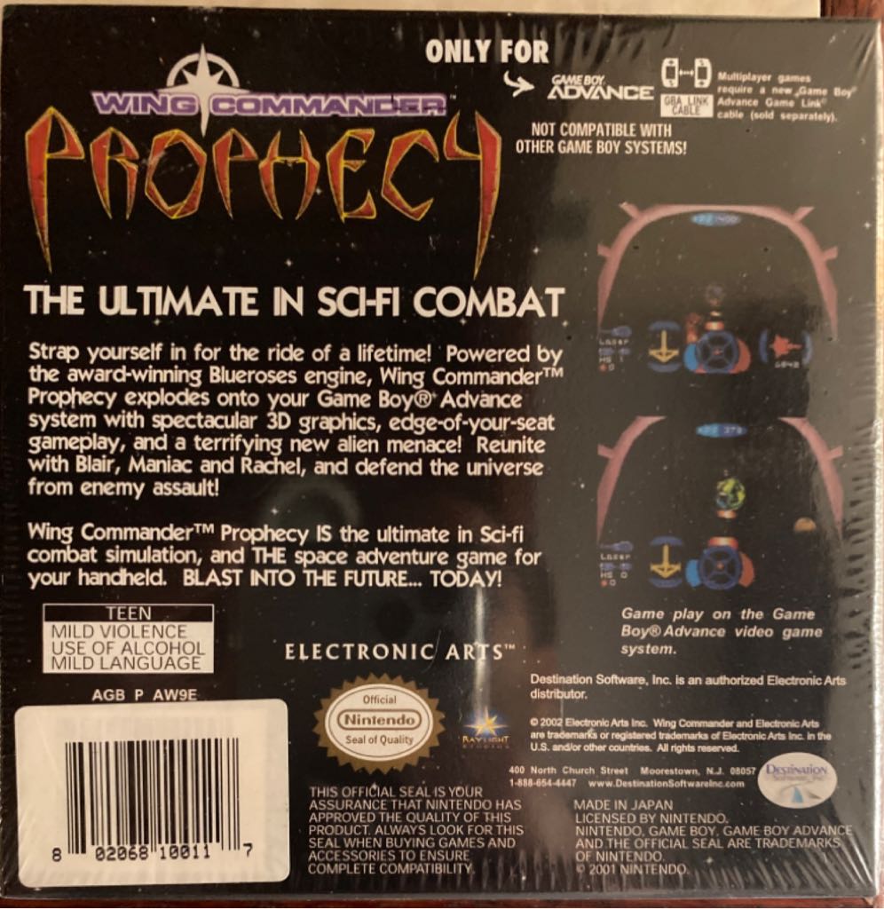 Wing Commander: Prophecy - Nintendo Game Boy Advance (GBA) (Origin Systems - 1) video game collectible [Barcode 802068100117] - Main Image 2