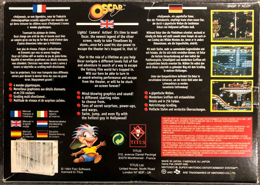 Oscar - Amiga CD32 (Boite Simple Et Notice - 1) video game collectible [Barcode 091493043278] - Main Image 2