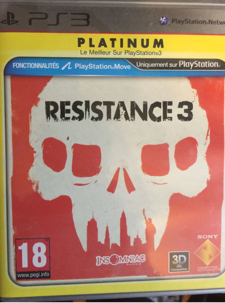 Resistance 3 Platinum - Sony PlayStation 3 (PS3) video game collectible [Barcode 711719293910] - Main Image 1