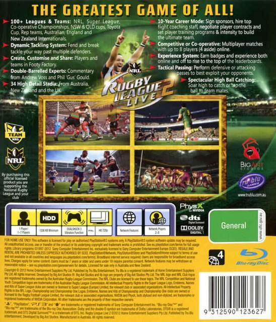 Rugby League Live 2 - Sony PlayStation 3 (PS3) (Tru Blu - 7) video game collectible [Barcode 9312590123627] - Main Image 2