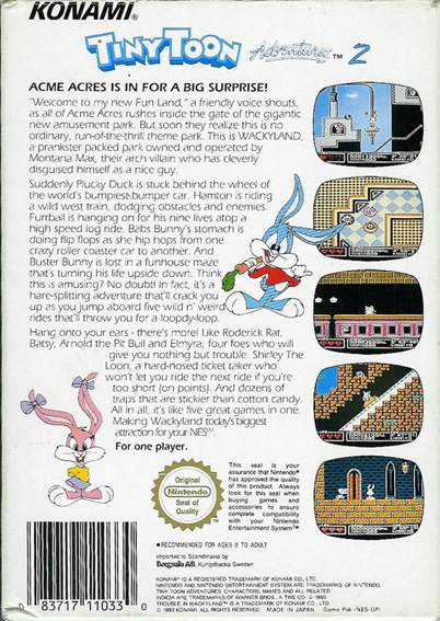 Tiny Toon Adventures 2: Trouble in Wackyland - Nintendo Entertainment System (NES) (Konami - 1) video game collectible - Main Image 2