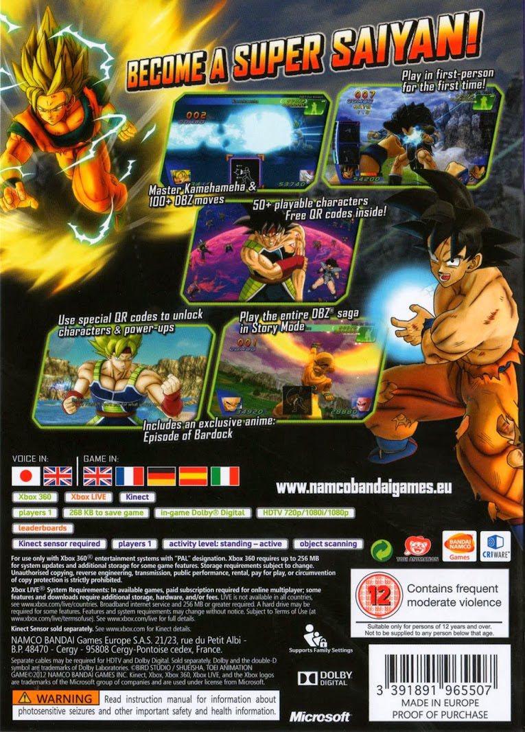 Dragon Ball Z Kinect - Microsoft Xbox 360 (NAMCO BANDAI Games Europe - 1) video game collectible [Barcode 3391891965507] - Main Image 2