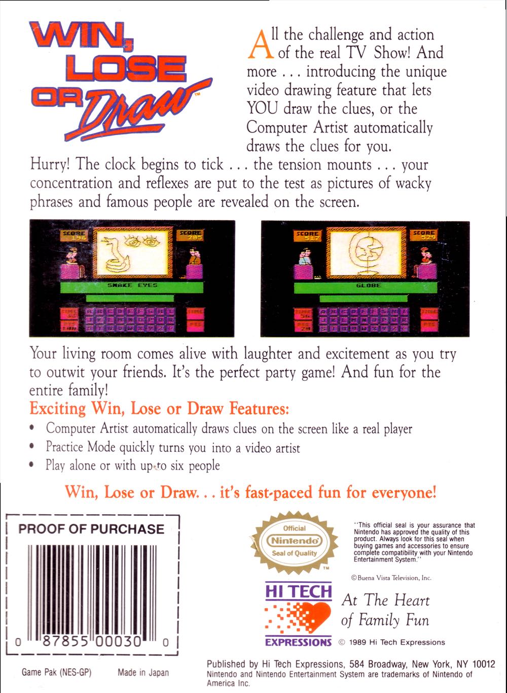 Win, Lose, or Draw - Nintendo Entertainment System (NES) video game collectible - Main Image 2