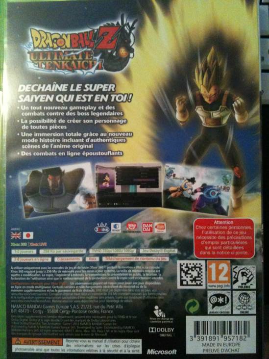 Dragon Ball Z: Ultimate Tenkaichi - Microsoft Xbox 360 (8) video game collectible [Barcode 3391891957182] - Main Image 2