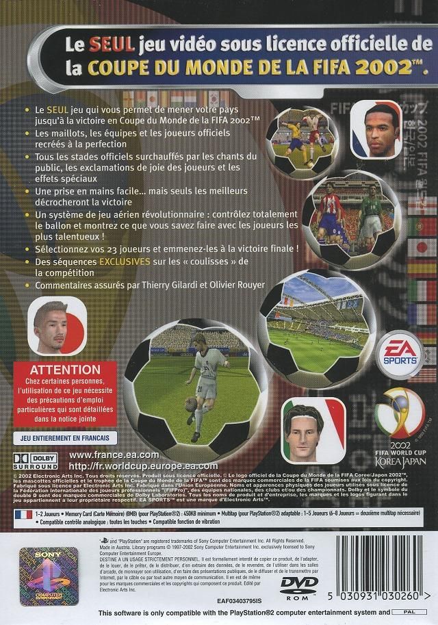 Coupe du Monde FIFA 2002 - Sony PlayStation 2 (PS2) (Electronic Arts/EA Games - 4) video game collectible [Barcode 5030931030260] - Main Image 2