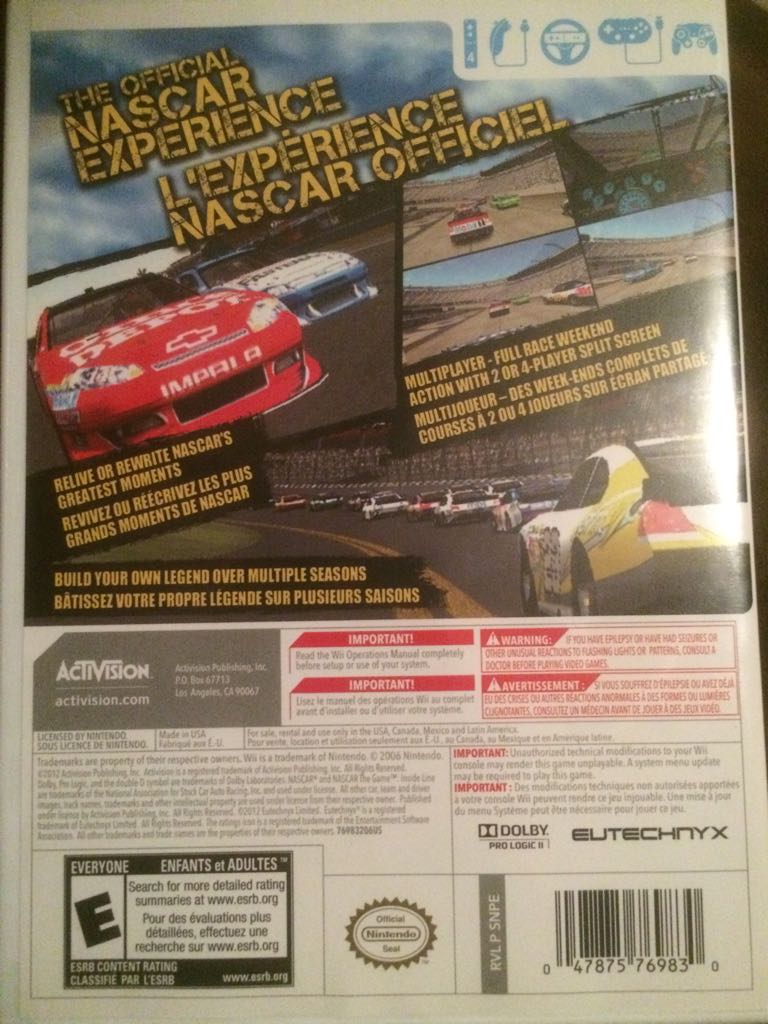 Nascar The Game Inside Line - Nintendo Wii (Activision) video game collectible [Barcode 047875769830] - Main Image 2