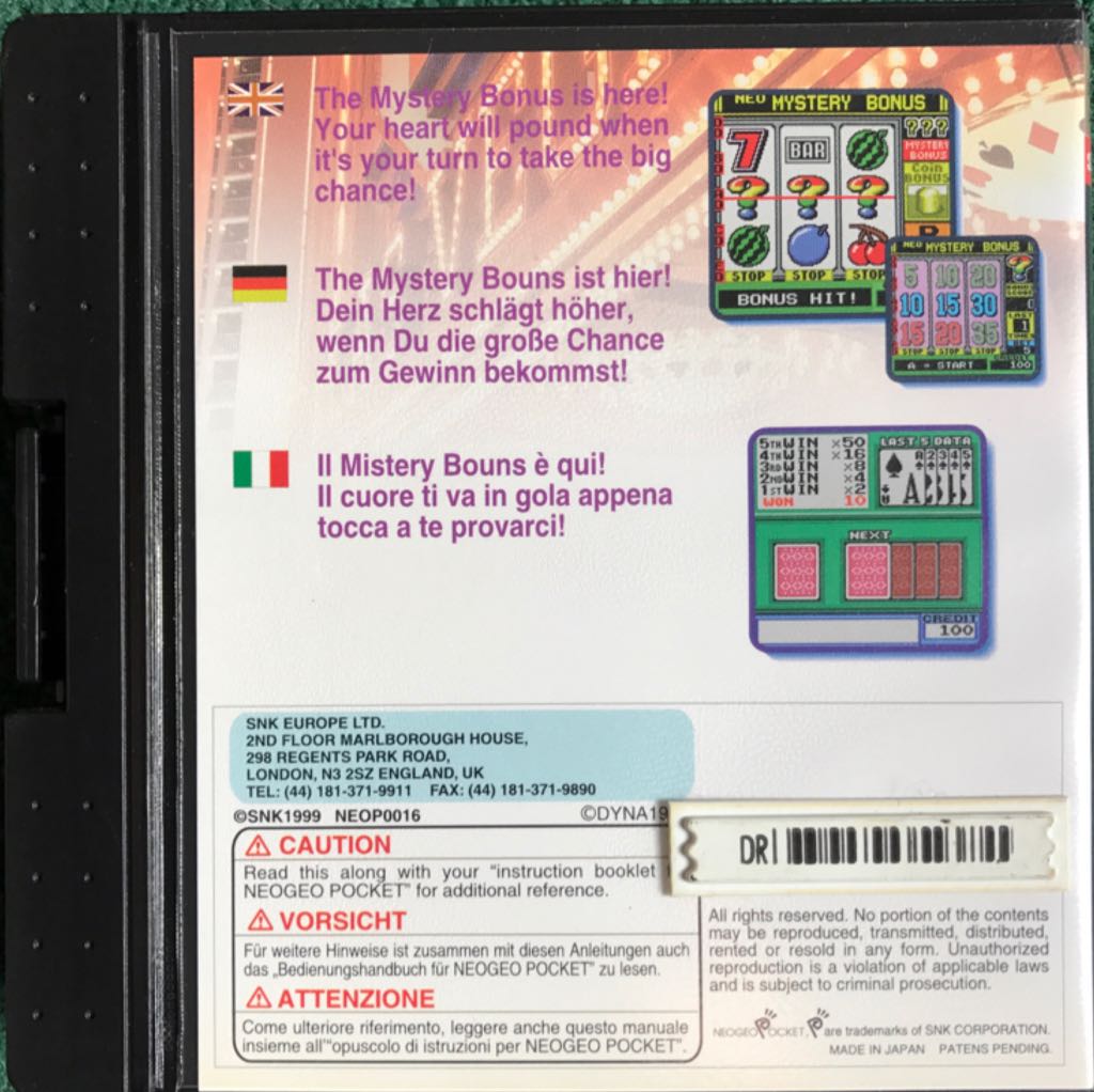 Neo Mystery Bonus - SNK Neo Geo Pocket Color video game collectible [Barcode 5055000800155] - Main Image 2