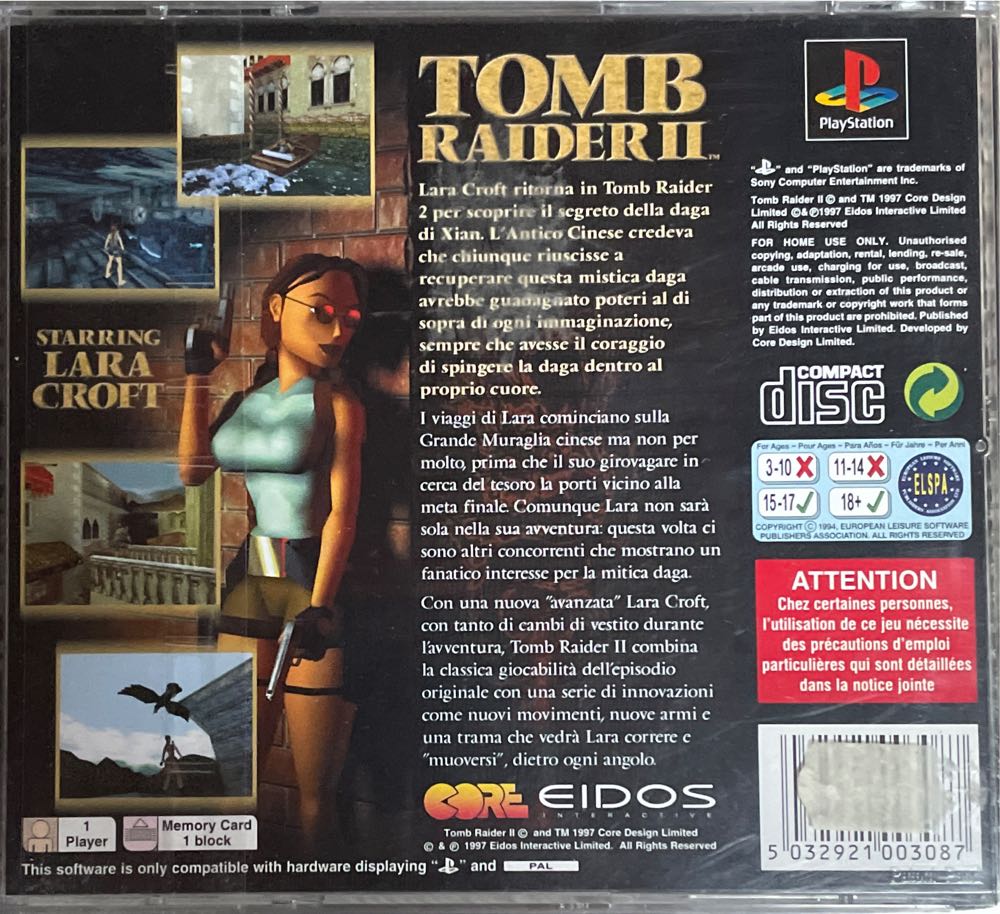 Tomb Raider II - Sony PlayStation (Eidos Interactive - 1) video game collectible [Barcode 5032921003087] - Main Image 2