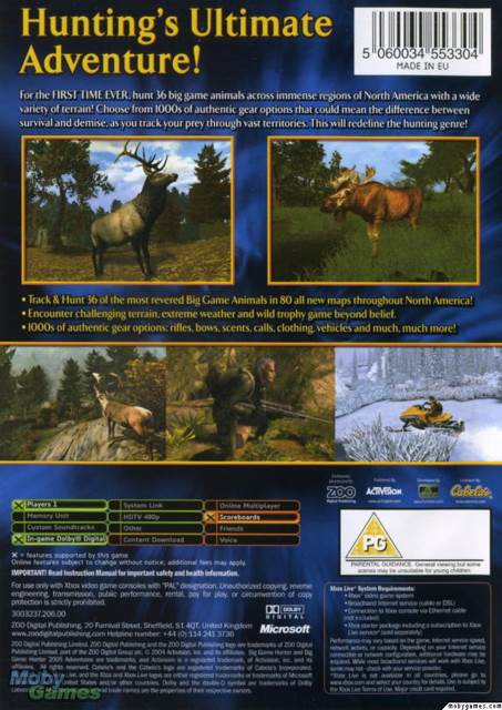 Cabela’s Big Game Hunter 2005 Adventures - Microsoft Xbox (Activision - 1) video game collectible [Barcode 5060034553304] - Main Image 2