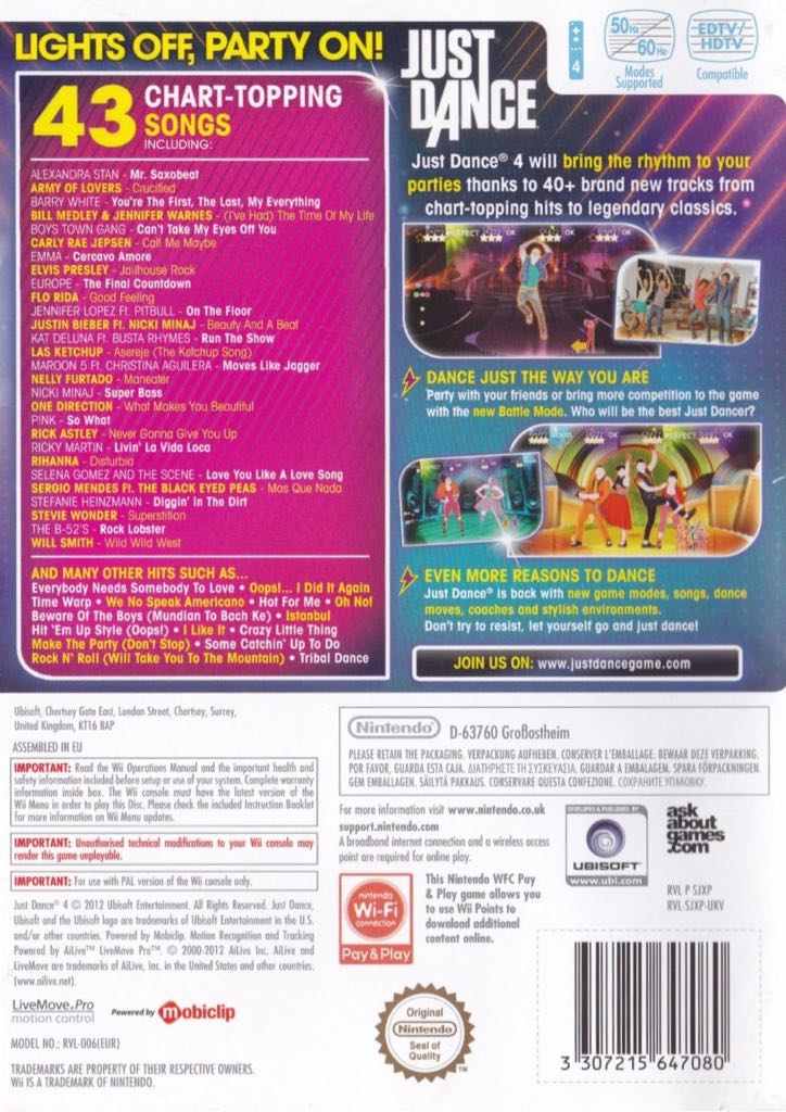 Just Dance 4 - Nintendo Wii (4) video game collectible [Barcode 3307215647226] - Main Image 2