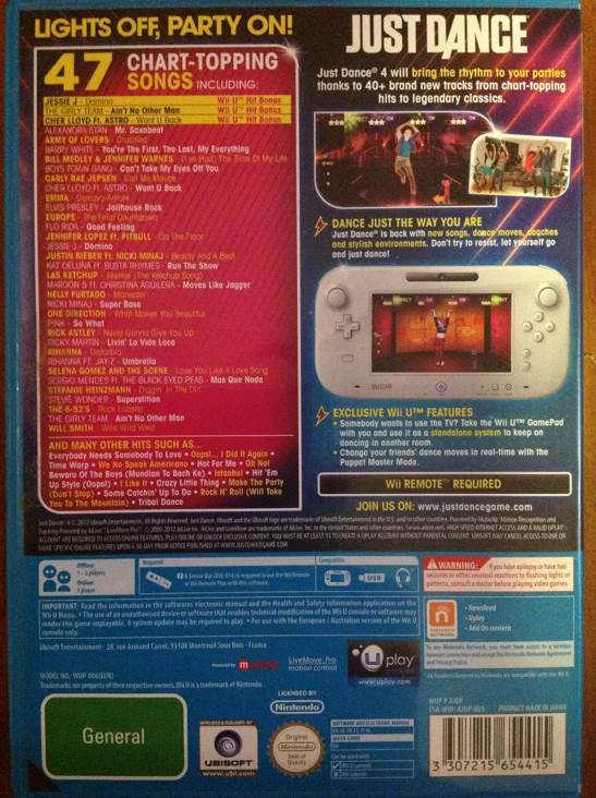 Just Dance 4 - Nintendo Wii U (Ubisoft - 4) video game collectible [Barcode 3307215654415] - Main Image 2
