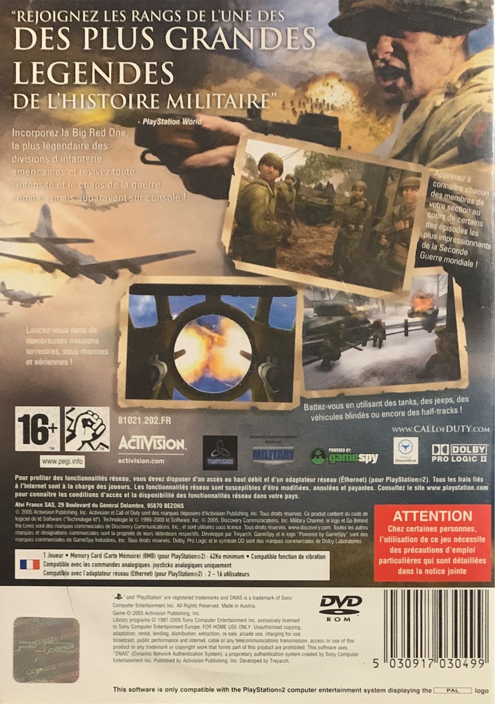 Call of Duty 2 : Big Red One - Sony PlayStation 2 (PS2) (Activision - 1) video game collectible [Barcode 5030917030499] - Main Image 2