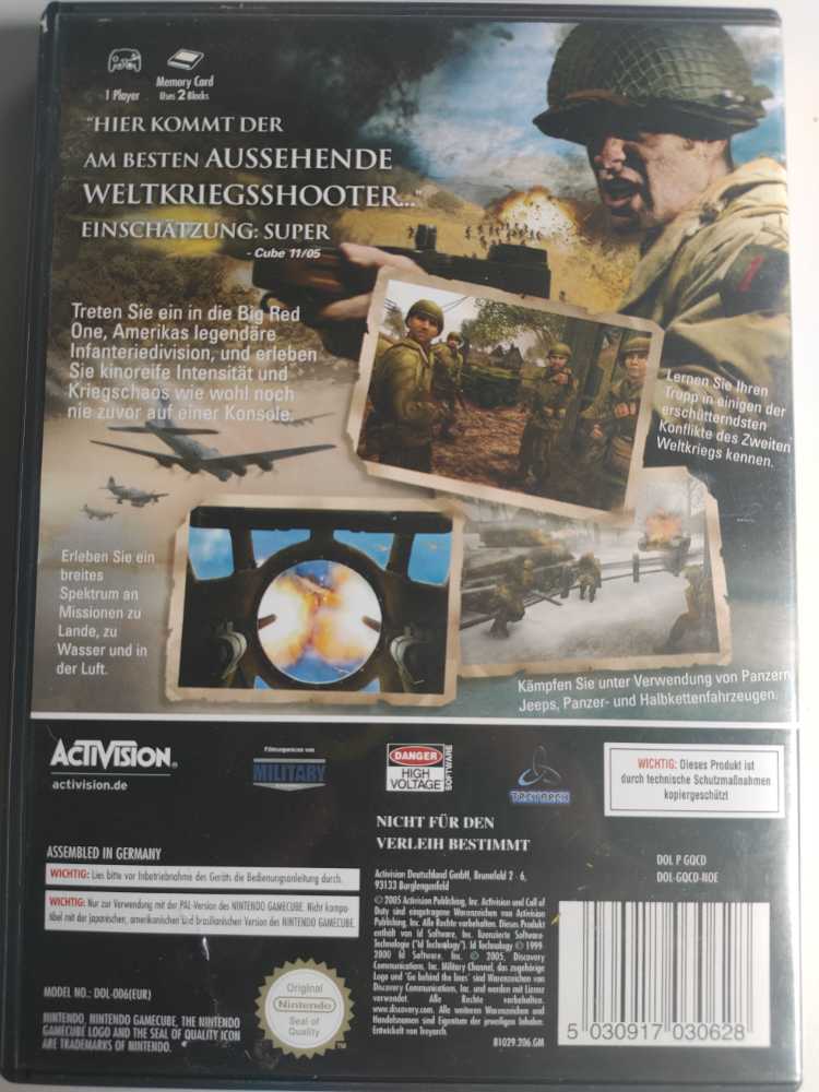 Call Of Duty 2: Big Red One - Nintendo GameCube (Activision) video game collectible [Barcode 5030917030628] - Main Image 2
