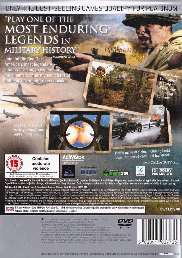 Call of Duty 2: Big Red One - Sony PlayStation 2 (PS2) (Activision - 1) video game collectible [Barcode 5030917037788] - Main Image 2