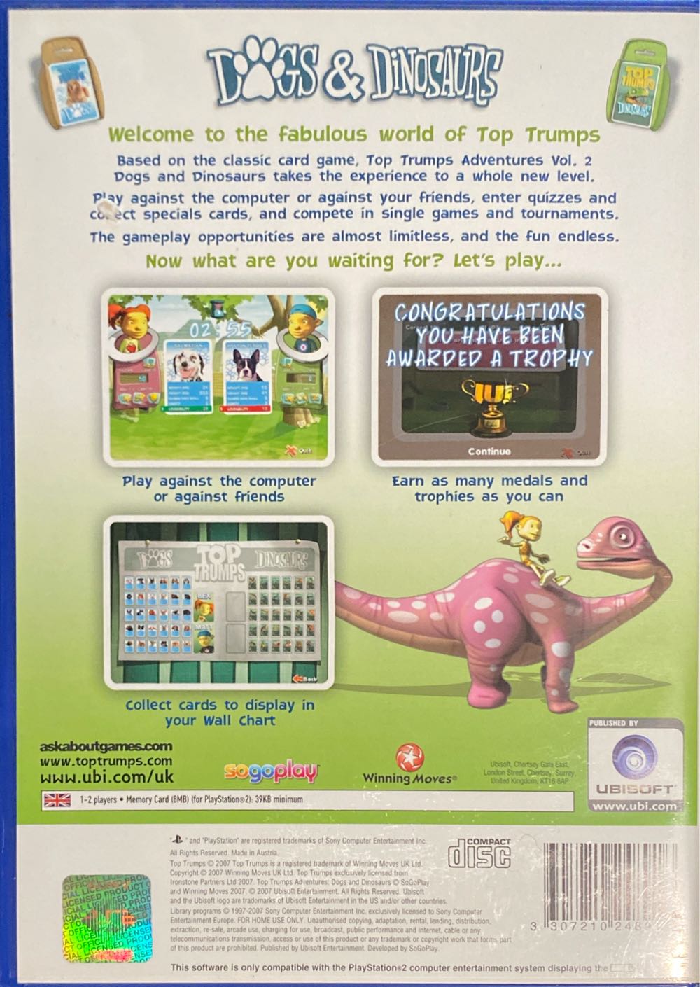 Top Trumps: Dogs & Dinosaurs - Sony PlayStation 2 (PS2) (Ubisoft - 1-2) video game collectible [Barcode 3307210248916] - Main Image 2