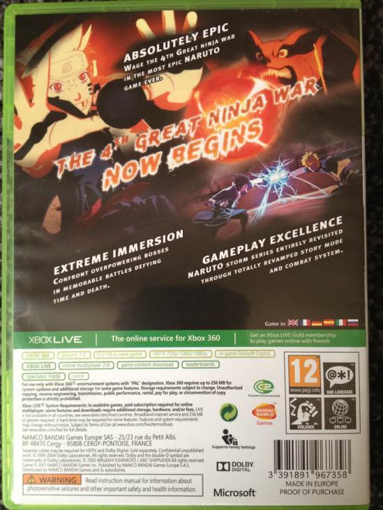 Naruto Shippuden: Ultimate Ninja Storm 3 - Microsoft Xbox 360 (Namco Bandai - 1-2) video game collectible [Barcode 3391891967358] - Main Image 2