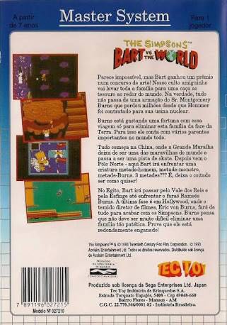 Simpsons: Bart Vs The World - Sega Master System (TEC TOY - 1) video game collectible - Main Image 2