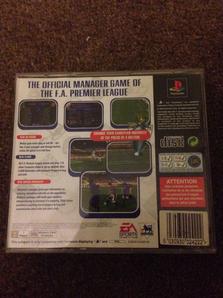 The F.A. Premier League Football Manager 2000 - Sony PlayStation video game collectible - Main Image 2